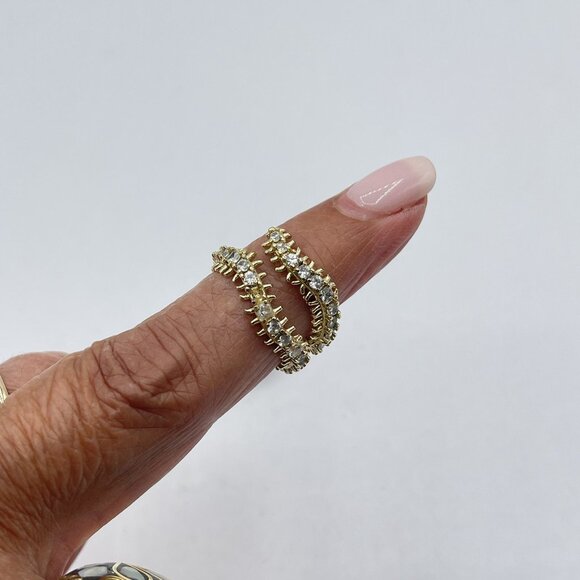 Gold-Tone Kendra Scott Double Hoop Crystal Ring 7 - Picture 3 of 7